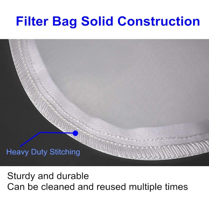 Honritone 5Pack 300 Micron 7Inch Nylon Mesh Water Filter Bags NMO Filter Sock- by 18 Inch Long Bag â€“ Water Liquid Filter Sock for Aquarium, Industrial (300 Micron 7 x 18 inch Nylon Mesh Bag) - Image 3